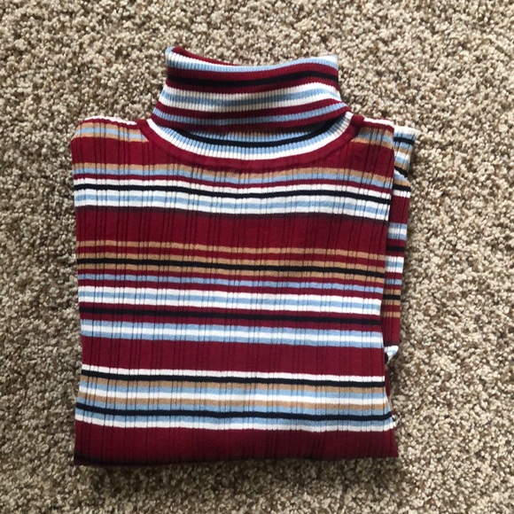 i.e. Petite Women’s L Red/Blue/White/Black Stripped Sweater - Picture 1 of 8